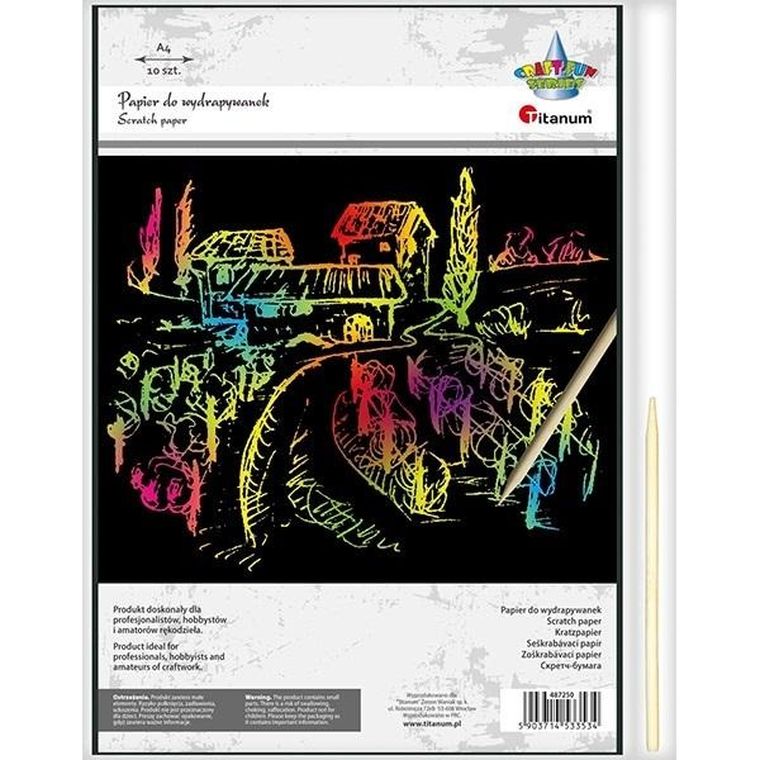 Titanum, papier do wydrapywanek, 210-290mm, czarny, 10 szt.