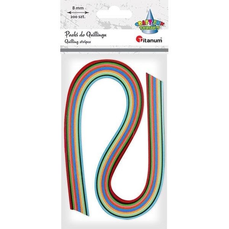 Titanum, paski do quillingu, 8mm, mix, 200 szt.