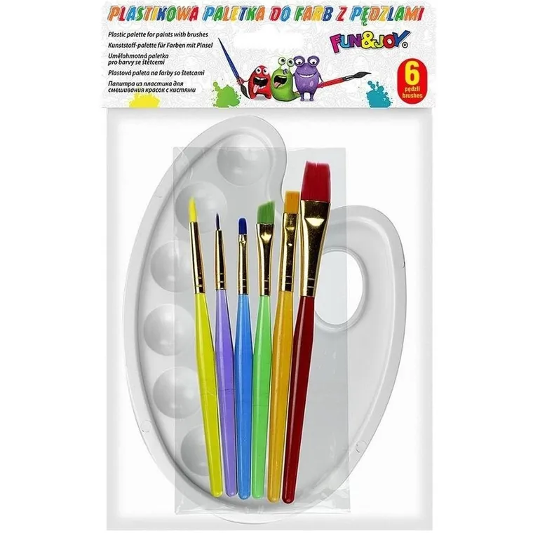 Titanum, pędzle akrylowe, 6 szt. + paleta do farb, zestaw