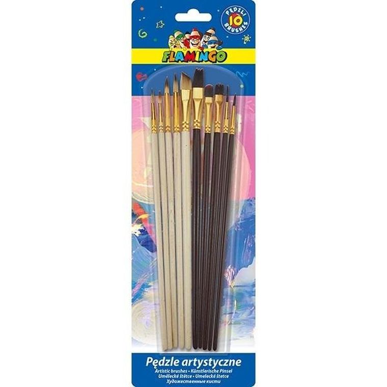 Titanum, pędzle artystyczne, drewniany uchwyt, 10 szt.