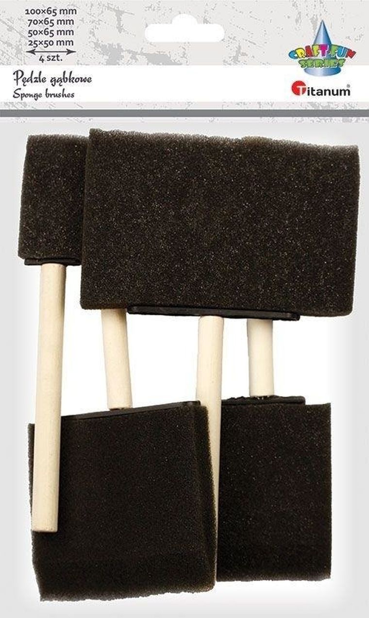 Titanum, pędzle gąbkowe, płaskie, 4 szt.