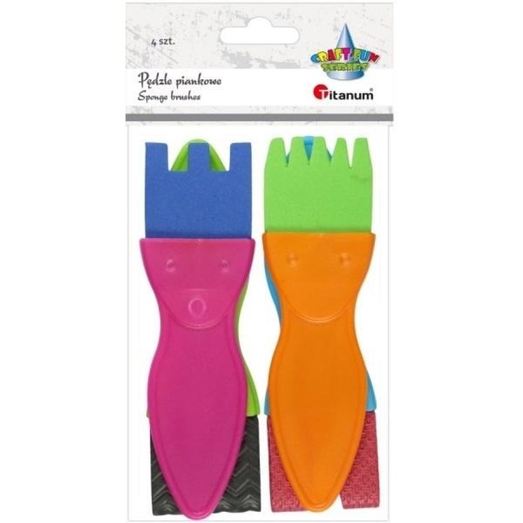 Titanum, pędzle piankowe płaskie, 4 szt.