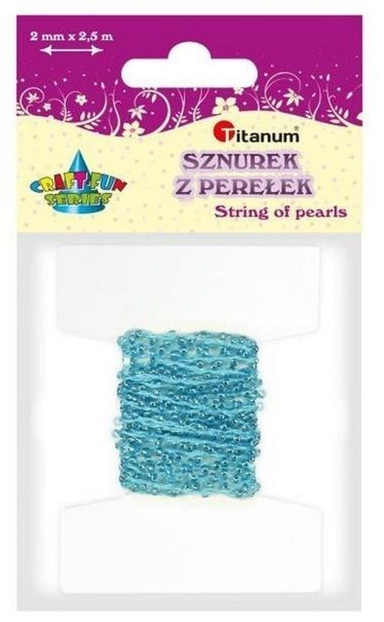 Titanum, perełki na sznurku, 2,5mmx2m niebieskie
