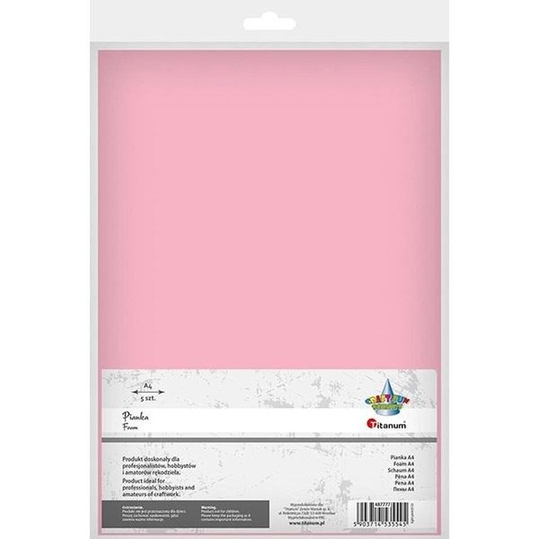 Titanum, pianka A4, 5 szt., jasnoróżowa