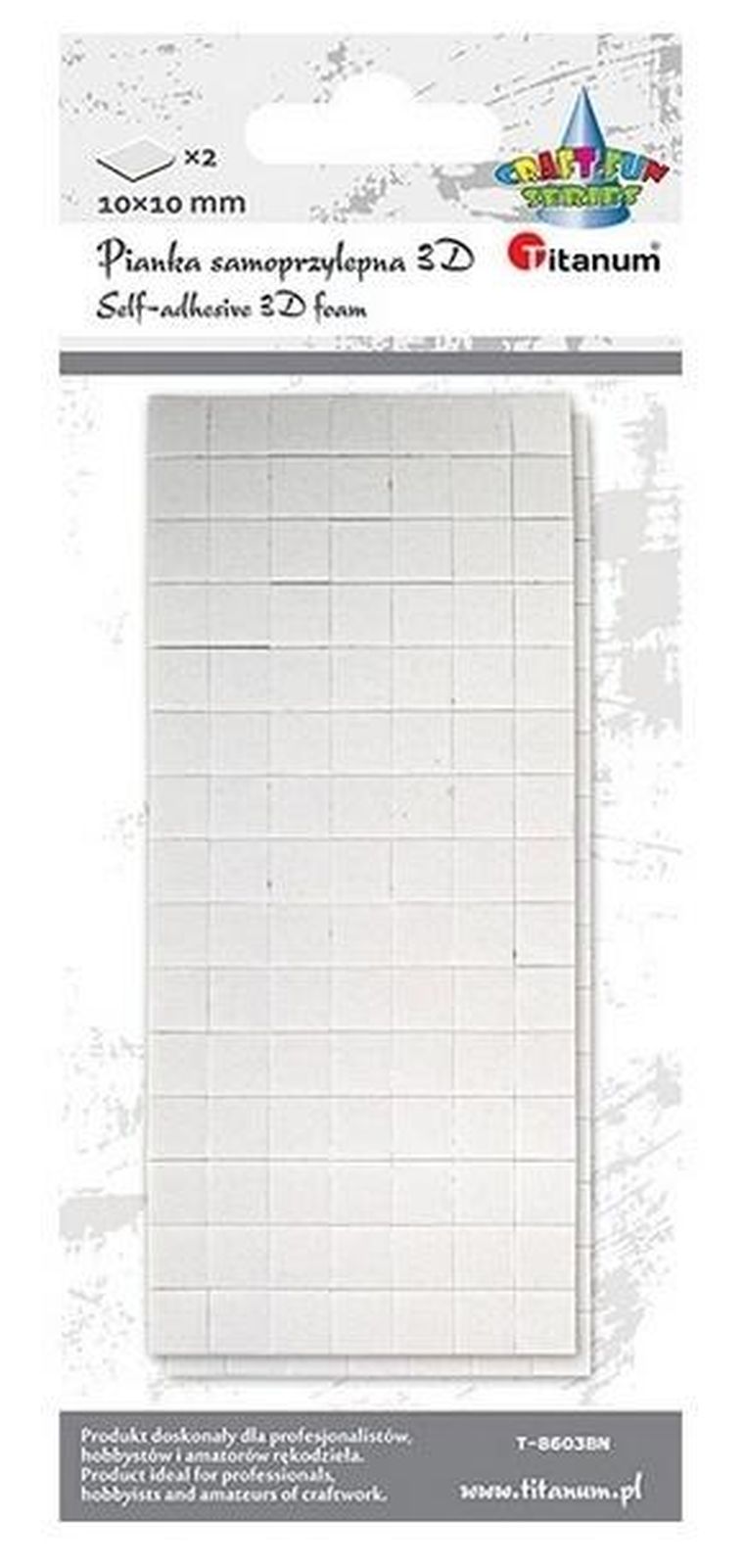 Titanum, pianka samoprzylepna 3D, 10-10mm, biała, 2 szt.
