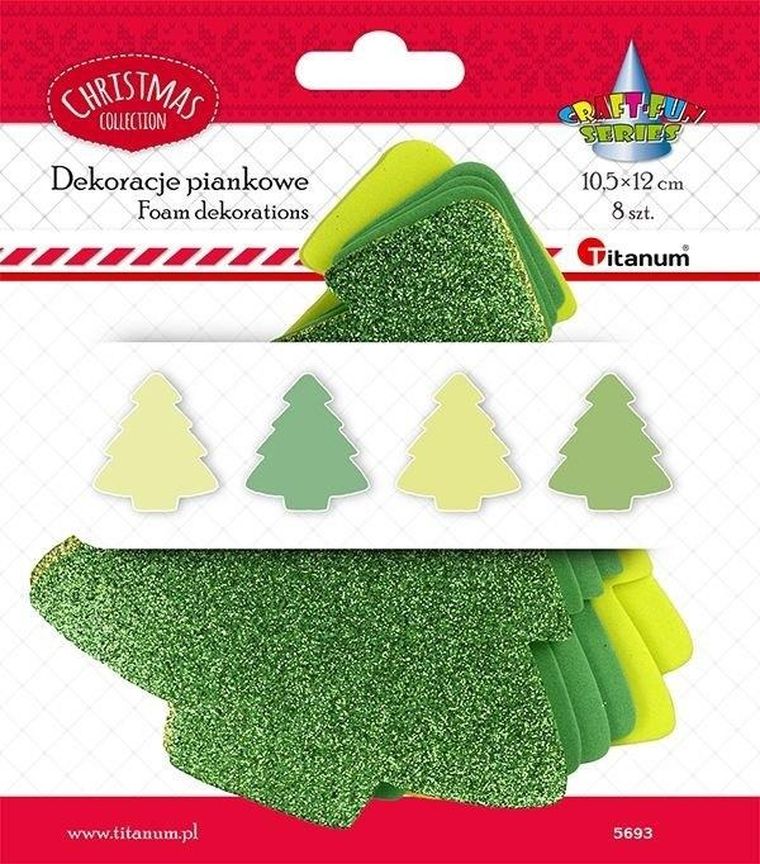 Titanum, piankowe choinki, 106-119mm, zielone mix, 8 szt.