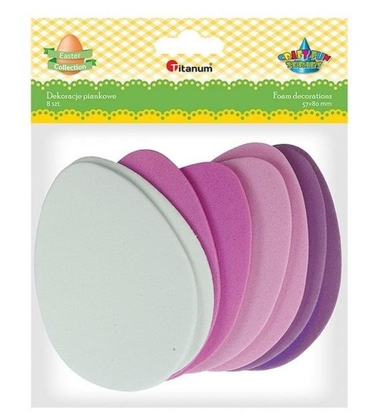 Titanum, piankowe jaja, 57-80 mm, mix kolorów, 8 szt.