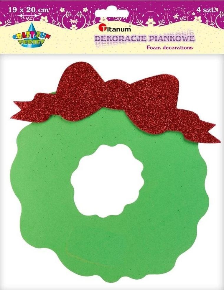 Titanum, piankowy wieniec z kokardą, 19-20 cm, zielony, 4 szt.