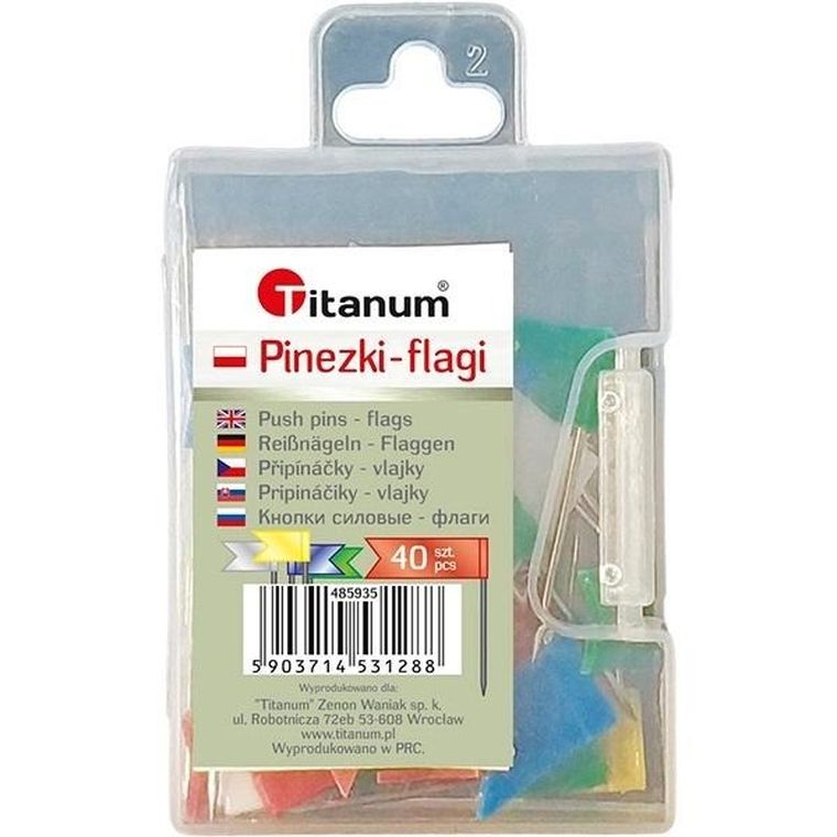 Titanum, pinezki flagi, 40 szt.
