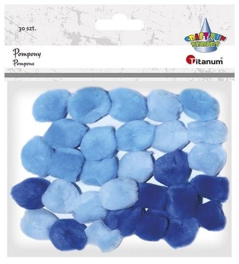 Titanum, pompony akrylowe 25mm, niebieskie, 30 szt.