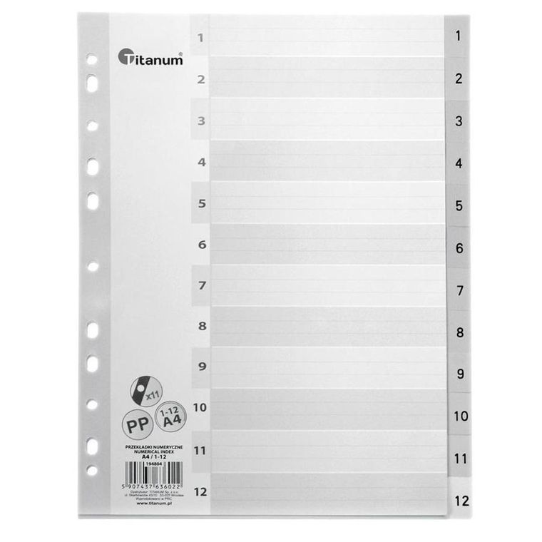 Titanum, przekładki A4, 1-12