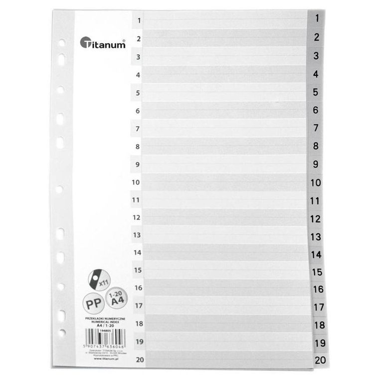 Titanum, przekładki A4, 1-20