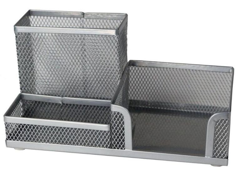 Titanum, przybornik na biurko, siatka, srebrny