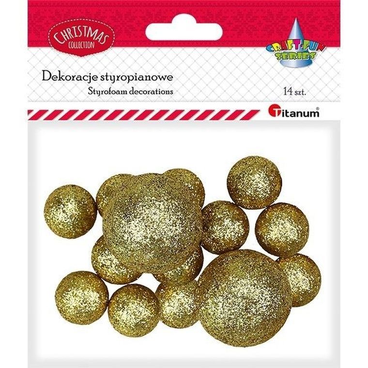 Titanum, styropianowe kulki, złote, 16/25/27 mm, 14 szt.