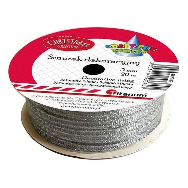 Titanum, sznurek-wstążka, srebrny