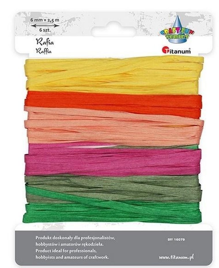 Titanum, sznurek z rafii, 6mmx2.5m, mix kolorów
