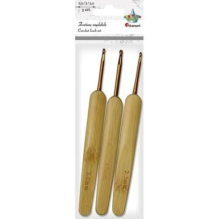 Titanum, szydełka metalowe, złote, 135/140 mm, 3 szt.