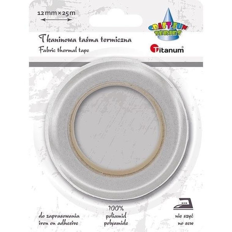 Titanum, taśma termiczna, tkaninowa, biała, 12 mmx25m