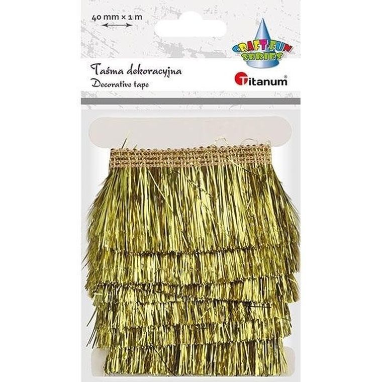 Titanum, taśma z frędzlami plastikowymi, złota, 40 mmx1m