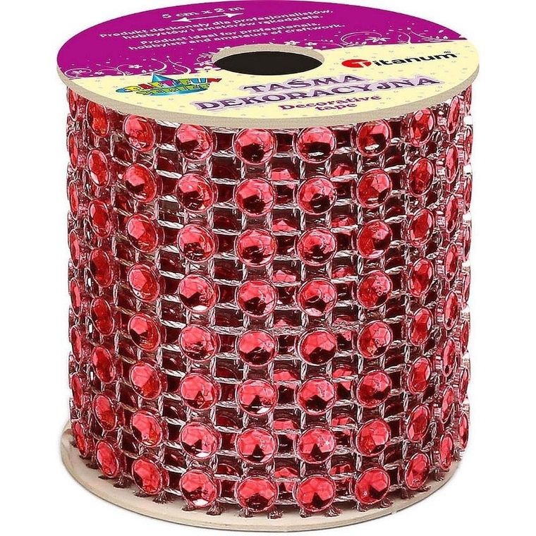 Titanum, taśma z kryształkami, 50mmx2m, czerwona