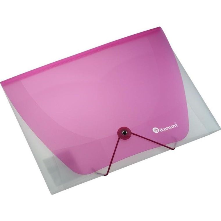 Titanum, teczka A4 z gumką, transparentna, różowa, 1 szt.