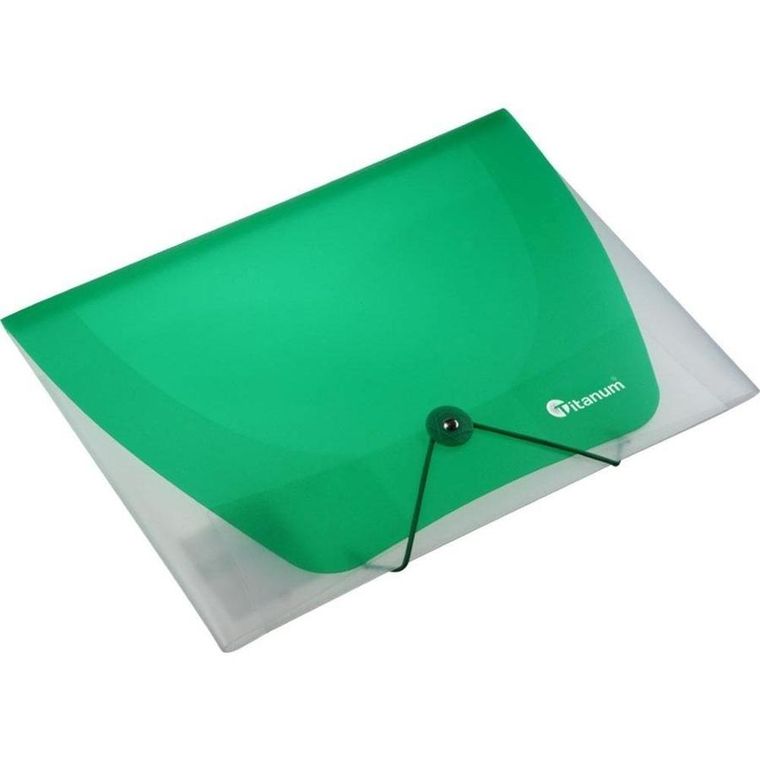 Titanum, teczka A4 z gumką, transparentna, zielona, 1 szt.