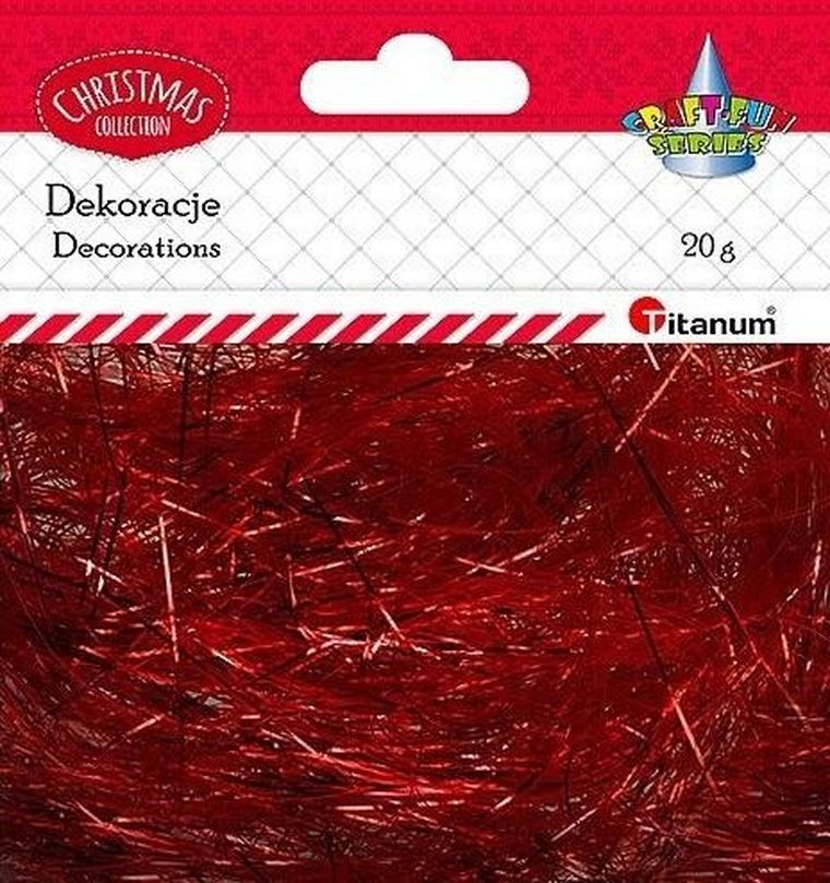 Titanum, włos anielski, 20g, czerwony metaliczny