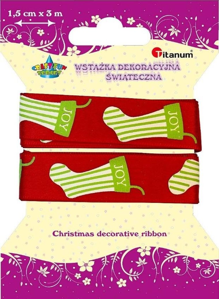 Titanum, wstążka materiałowa, 15mmx3m, skarpety