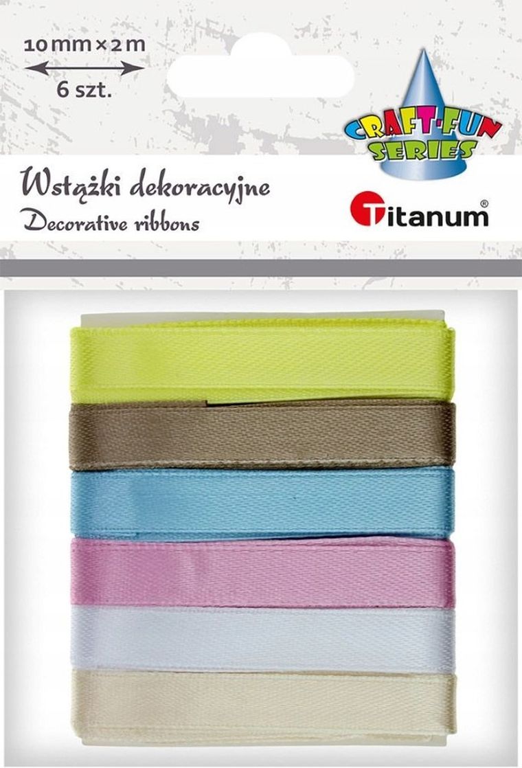 Titanum, wstążki satynowe, 10 mm x 2 m, 6 kolorów