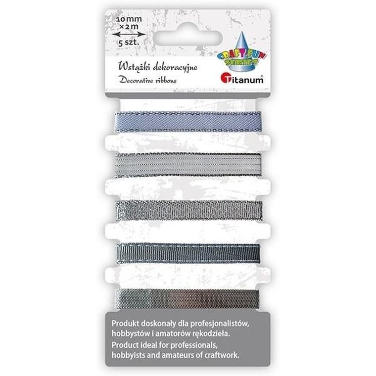 Titanum, wstążki, srebrne, 10 mm, 5-2m