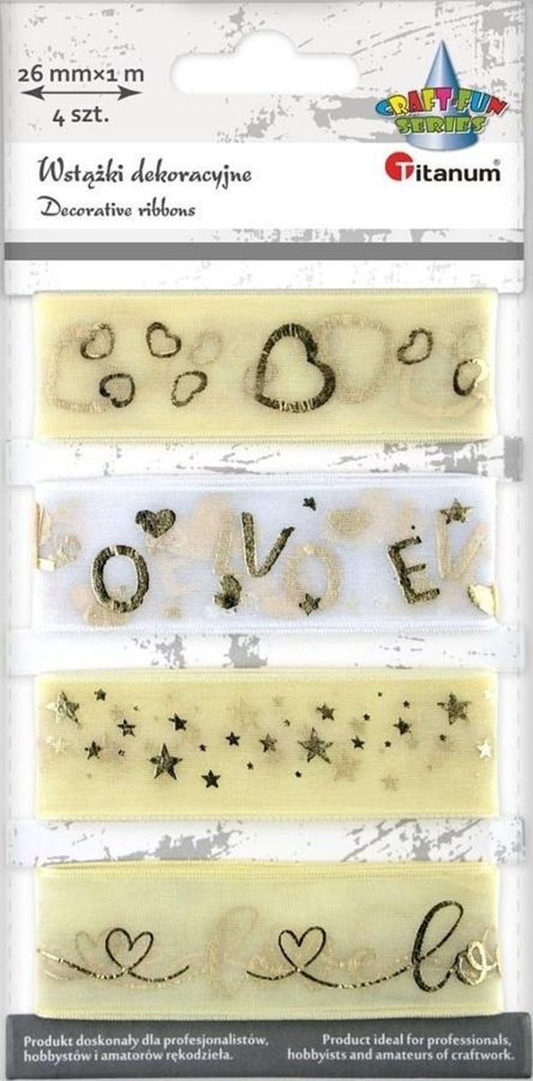 Titanum, wstążki z organzy, 26 mm x 1 m, 4 szt.