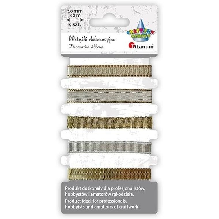 Titanum, wstążki, złote, 10 mm, 5-2m