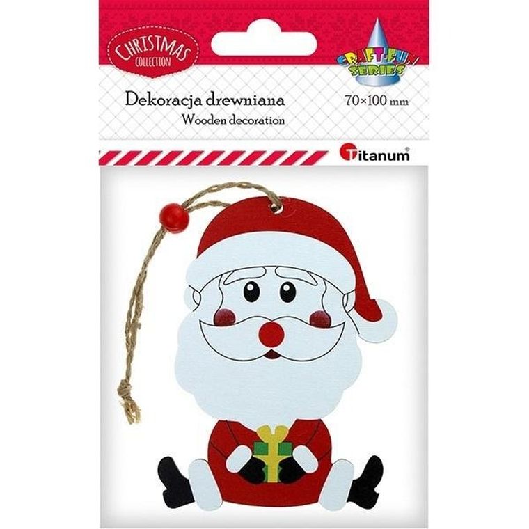 Titanum, zawieszka drewniana, Mikołaj siedzący, 74-98 mm