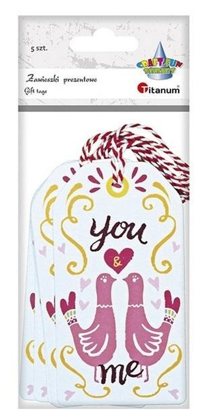 Titanum, zawieszki prezentowe, you&me, gołębie, 5 szt.
