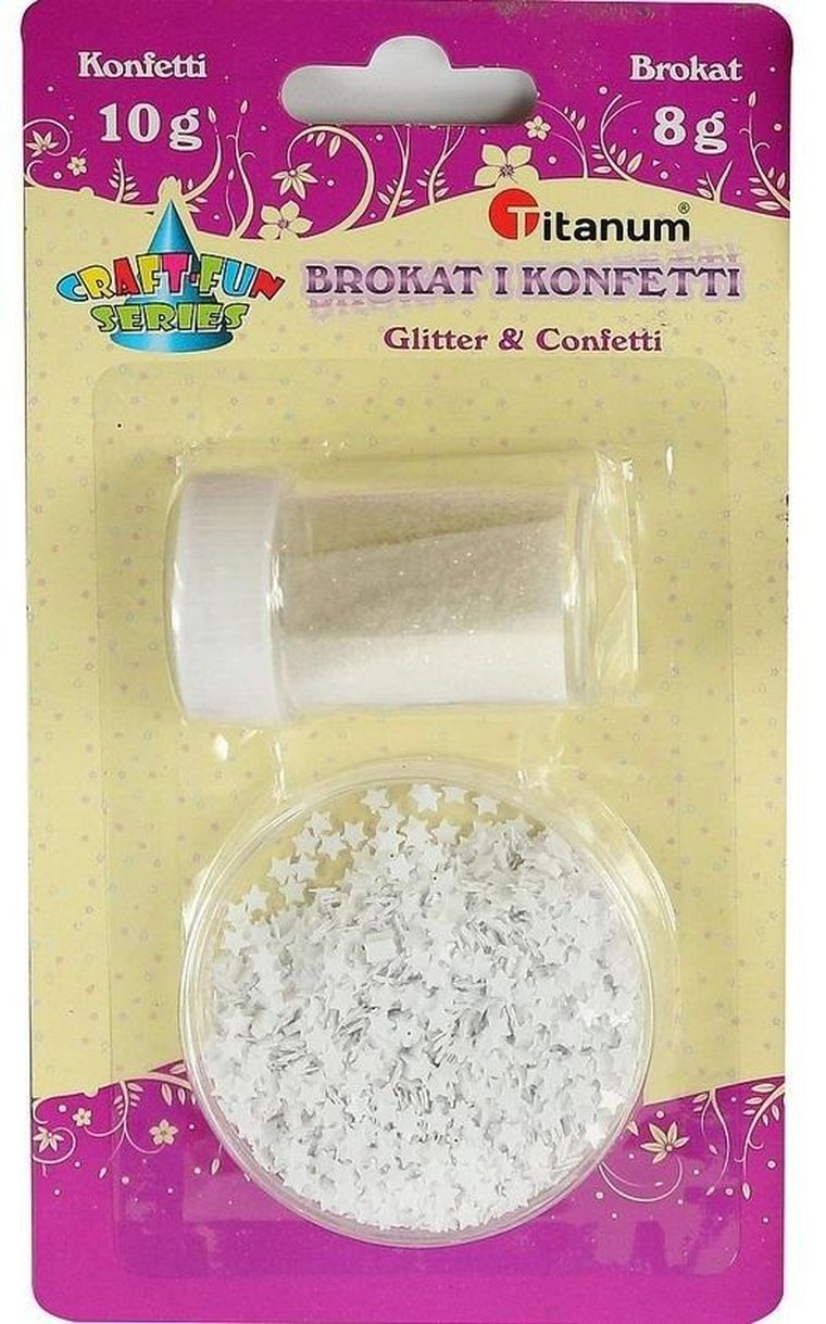 Titanum, zestaw brokat + konfetti, biały