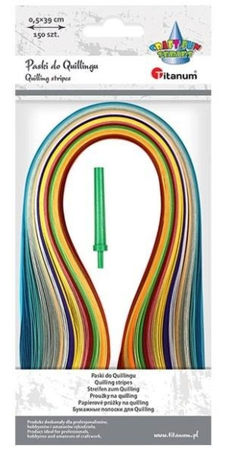Titanum, zestaw do quillingu, paski + igła, mix, 150 szt.