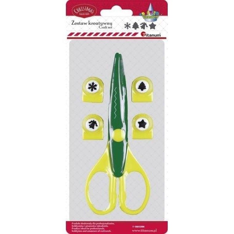 Titanum, zestaw, nożyczki dekoracyjne + 4 dziurkacze