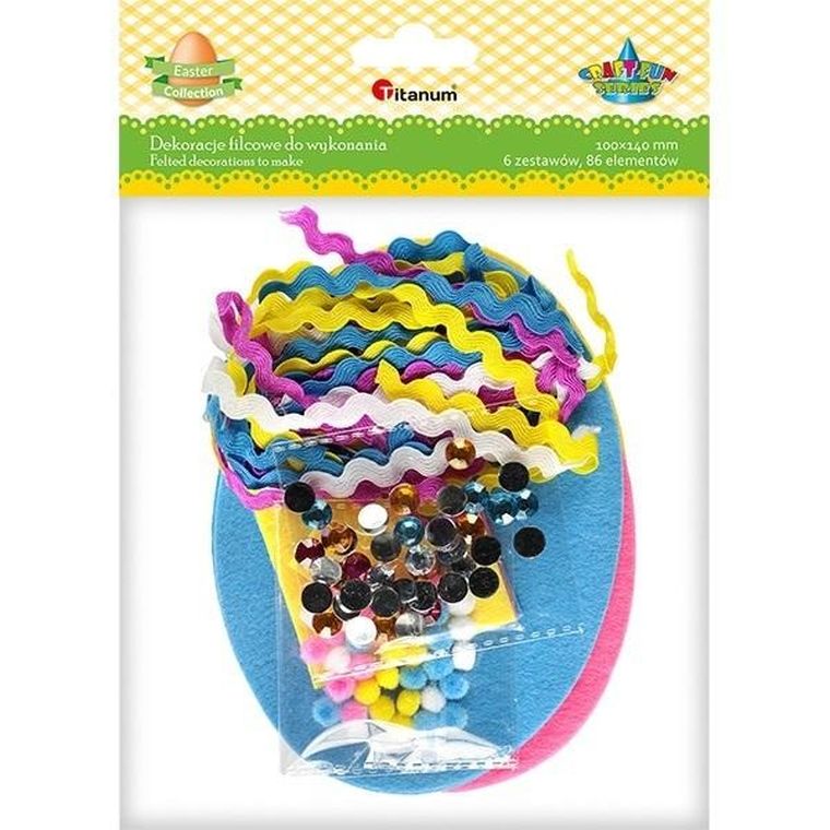 Titanum, zestaw pisanka filcowa do złożenia, 103-140mm, 6 szt.