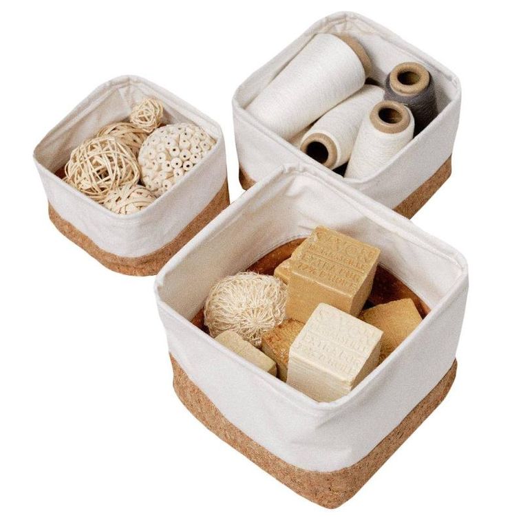 Today, Simplicity, kosze do przechowywania, korkowa podstawa, 3 pojemniki