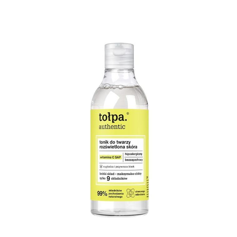Tołpa, authentic tonik do twarzy, rozświetlona skóra, witamina c sap, 200 ml