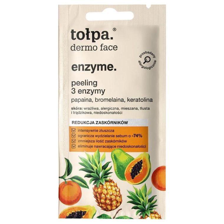 Tołpa, Dermo Face Enzyme, peeling do twarzy 3 enzymy, redukcja zaskórników, 8 ml