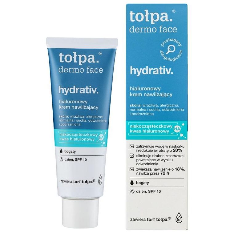 Tołpa, Dermo Face Hydrativ, hialuronowy bogaty krem nawilżający SPF10 na dzień, 40 ml