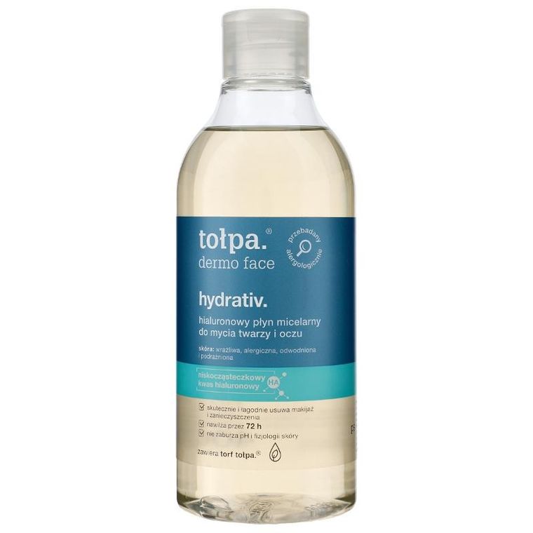 Tołpa, Dermo Face Hydrativ, hialuronowy płyn micelarny do mycia twarzy i oczu, 400 ml