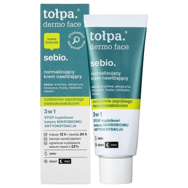 Tołpa, Dermo Face Sebio, lekki normalizujący krem nawilżający 3w1 na dzień i noc, 40 ml