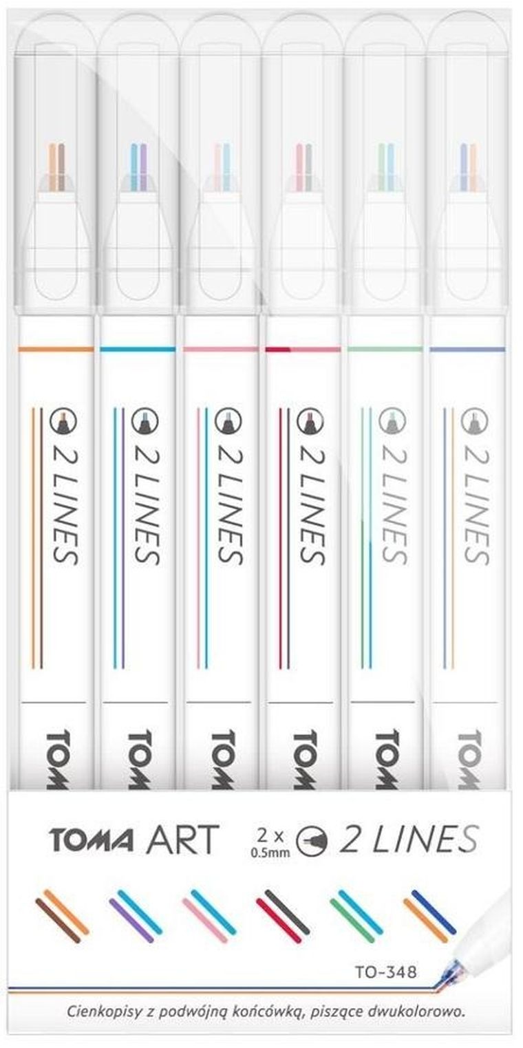 Toma, cienkopis, 2 lines, 6 kolorów