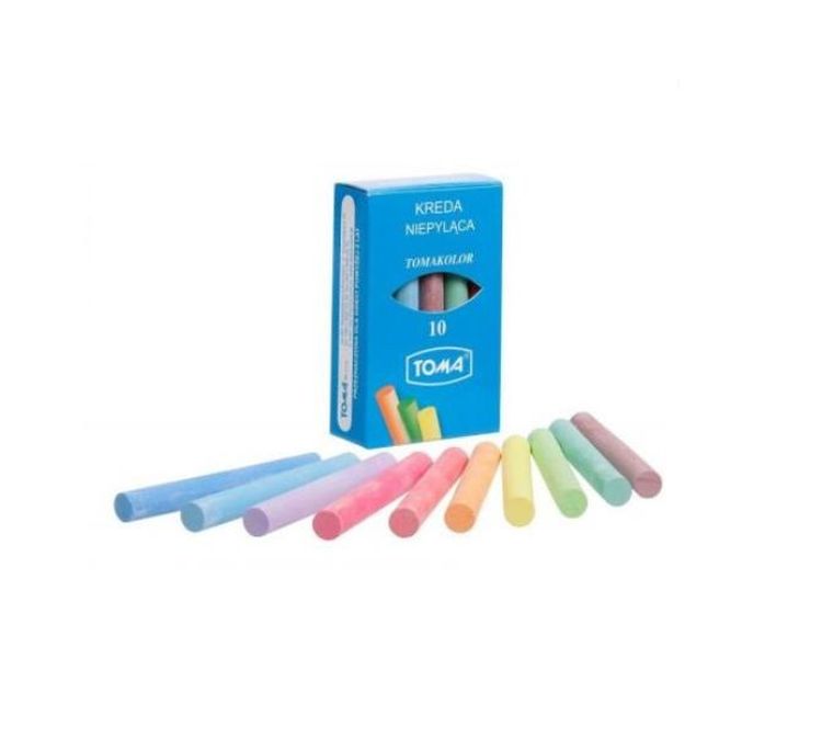 Toma, kreda szkolna, niepyląca, kolorowa, 10 szt.