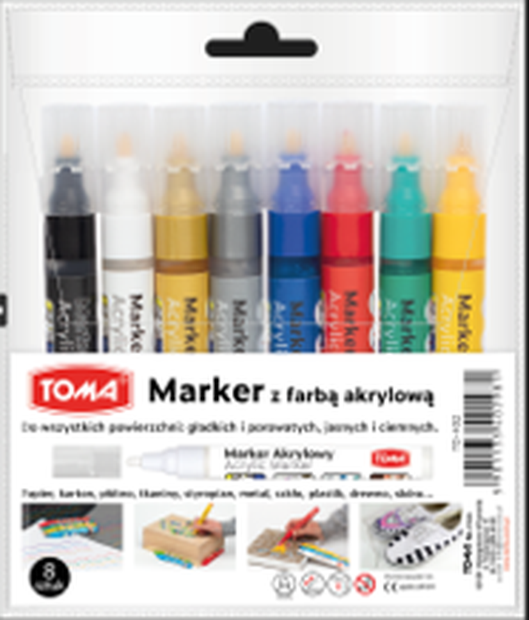 Toma, marker akrylowy, 8 kolorów