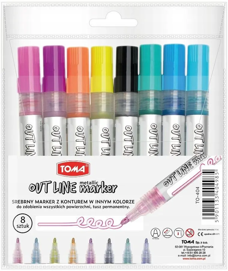 Toma, marker konturowy, 8 kolorów
