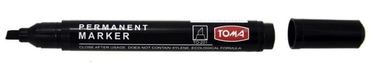 Toma, marker permanentny, ścięty, czarny, 10 szt.