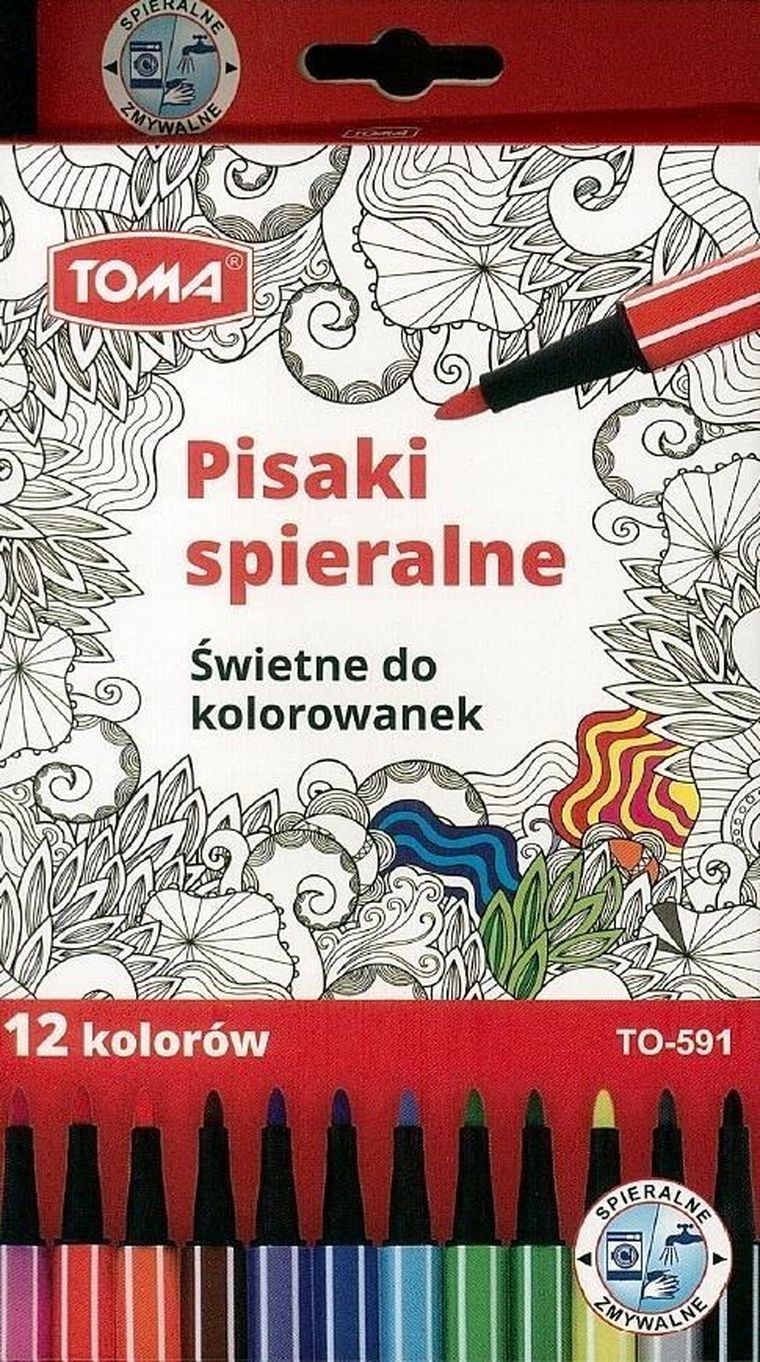 Toma, pisaki zmywalne, 12 kolorów